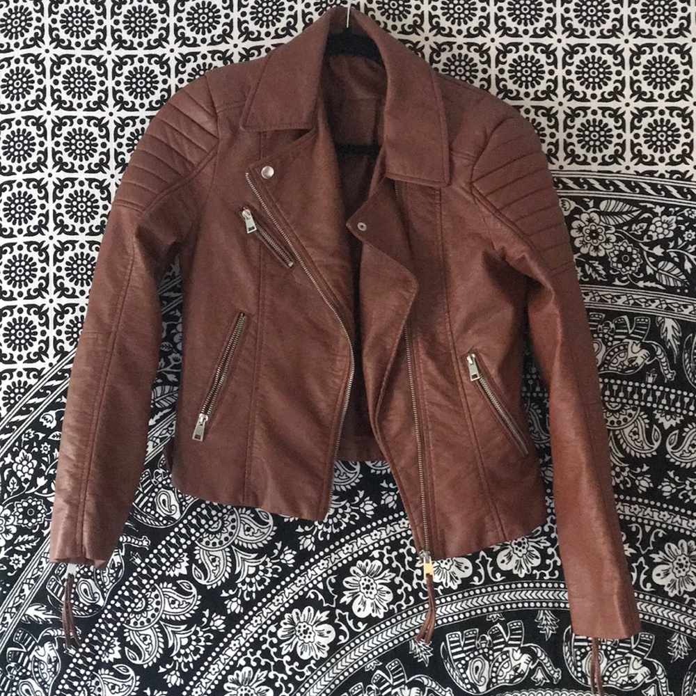 Brown Faux Leather Jacket